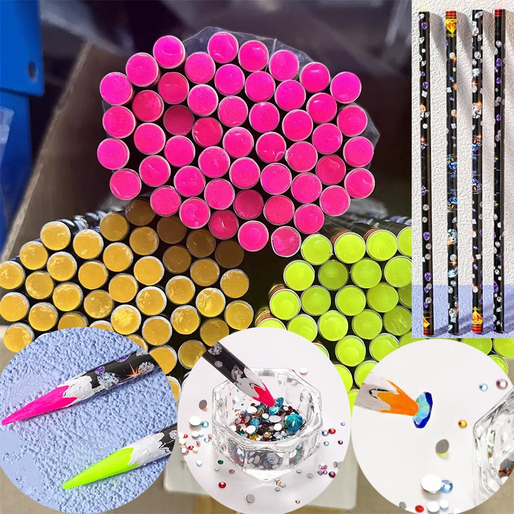 Nail Art Picking Tools Rhinestone Picker Pen Rhinestone Picking Tool Nail Art Tools 10-1Pcs Dotting Pen Dotting Pencil White Wax Wood Pen Picker Rhinestones Gems Picking Tool Pick Up Manicure Supplies