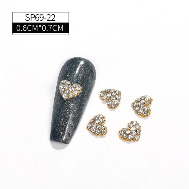 LEAMX 10 Pcs Nail Supplies 3D Charms Rhinestone Nail Art Decorations Pretty Girl Nails DIY Alloy Gemstone Nails Diamond Jewelry SP0069-22