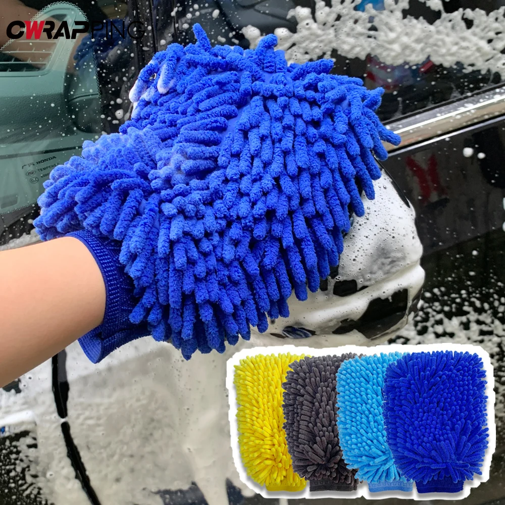 Car Wash Glove Chenille Plush Rags Thickened Double Sided Anti-scratch Glove Car Wash Multifunction Cleaning Detailing Tools