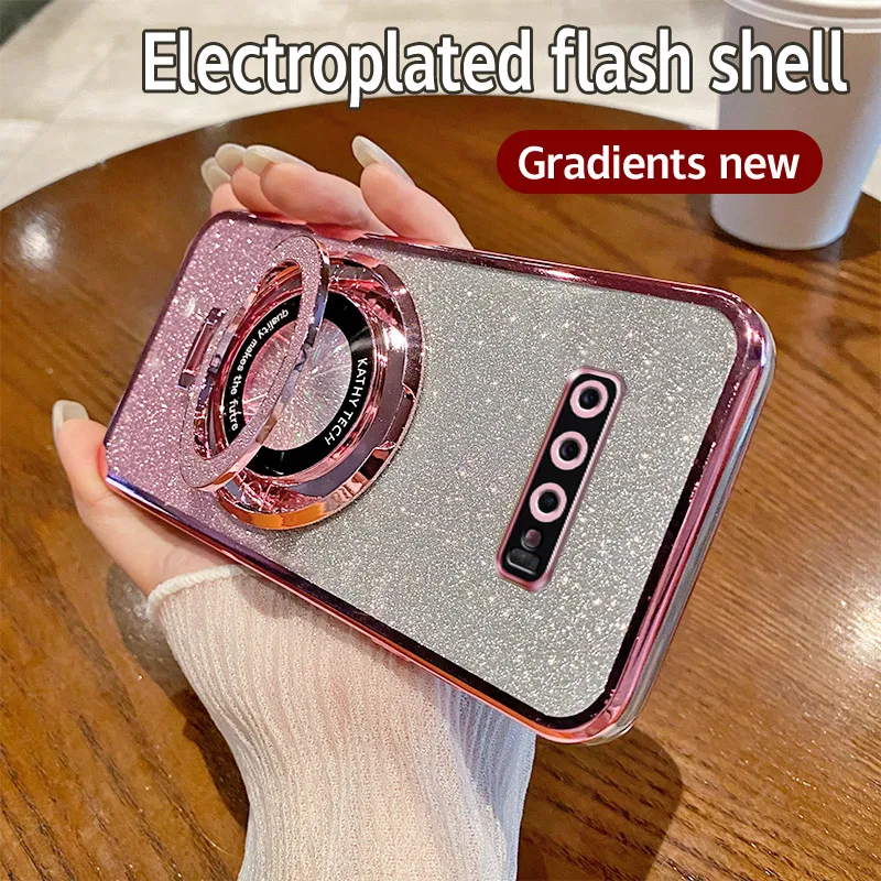 Glitter Electroplate Magnetic Bumper Phone Case with Soft Bracket