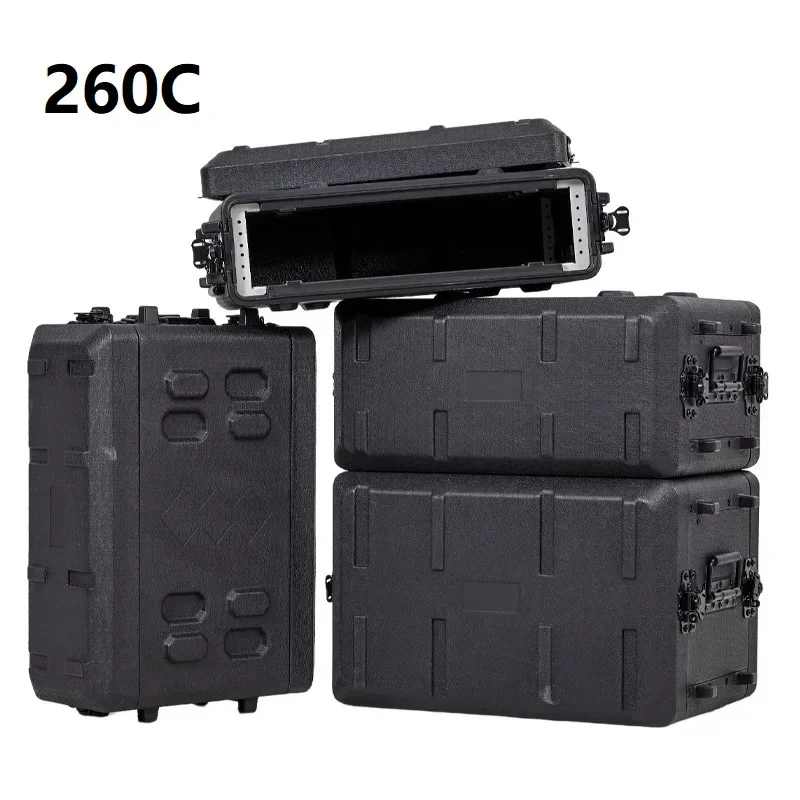 

260C-6U Tool Cabinet Flight Case Stage Audio Amplifier Organizer Portable Toolbox Shockproof PE Plastic Microphone Receiver Box