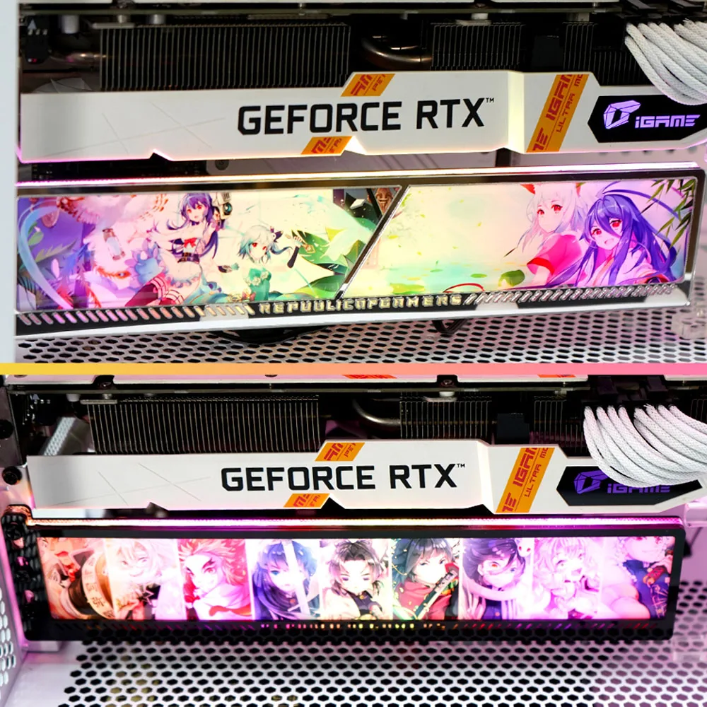 Suporte Rgb Vga Personalizado para pc Gaming Cabinet Painel de Iluminação Decorativo Suporte Gpu Anime Aura Sync Rtx 3090 4090 Mod 4080 4090 - Imagem 6