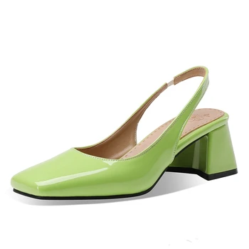 Décolleté con tacco largo da donna Scarpe eleganti sandali estivi Nero Verde Rosa Punta chiusa Slingback Ufficio Abito da sposa Scarpe da donna 1