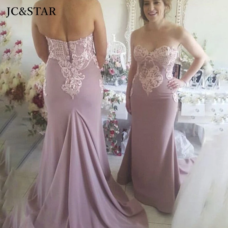 

Пыльное розовое платье подружки невесты, женские свадебные атласные платья с аппликацией и юбкой-годе, пригласительные свадебные сексуальные платья для влюбленных