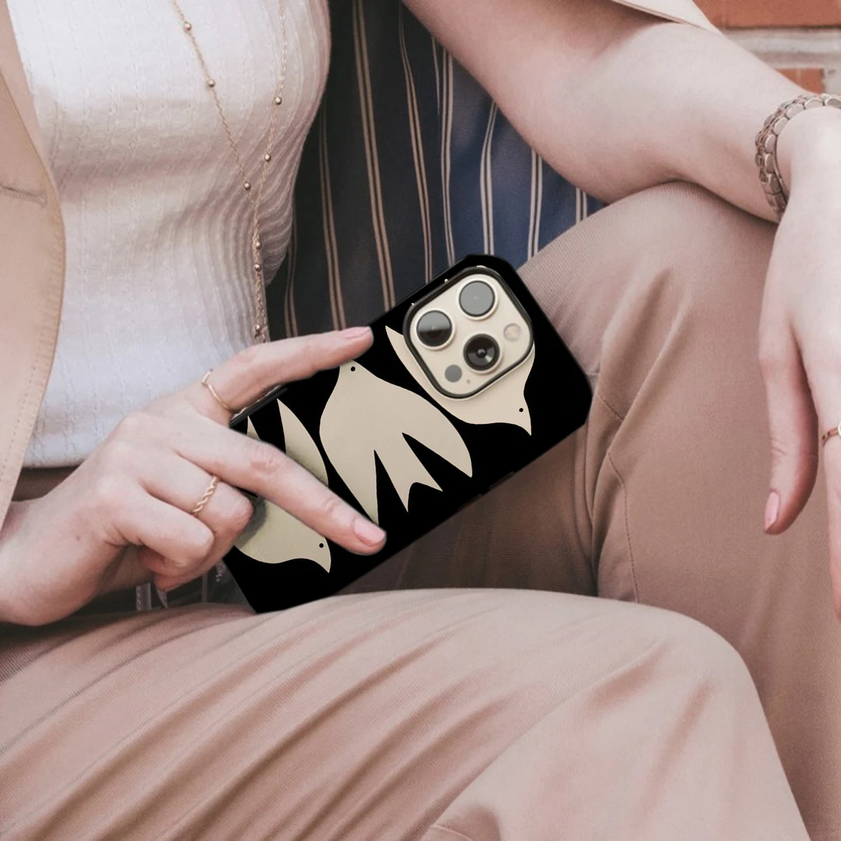Magnetic Shockproof Phone Case with Black and White Silhouette Design