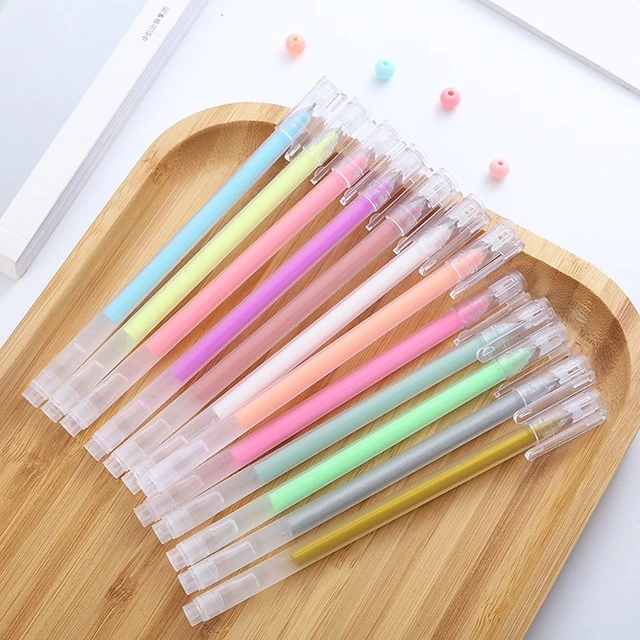 12 Pcs Colored Gel Pens Set Kawaii 0.5mm Ballpoint Pen For Journal Candy  Frosted Painting Pen Cute School Stationary Supplies - Gel Pens - AliExpress