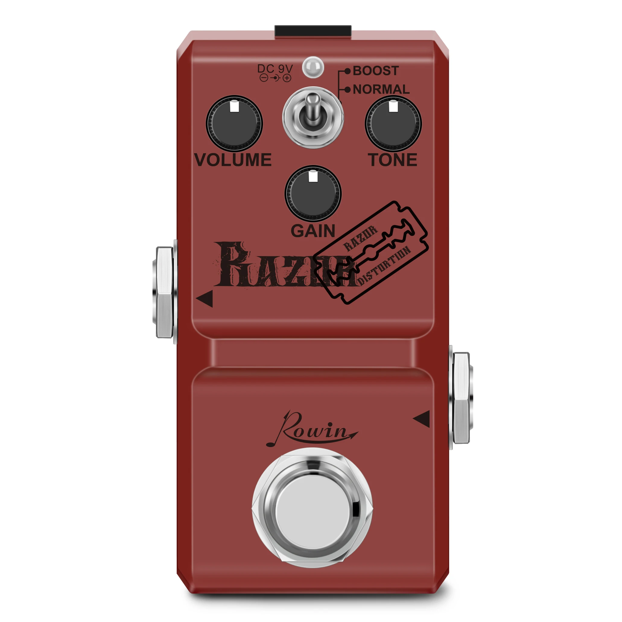 Rowin LN-301A Razor NANO Series True Bypass Electric Guitar Classic Heavy Metal Distortion Tones Guitar Effect Pedal True Bypass naomi guitar effect pedal 25ms 600ms delay dc 9v adapter nep 08 true bypass mini effect pedal
