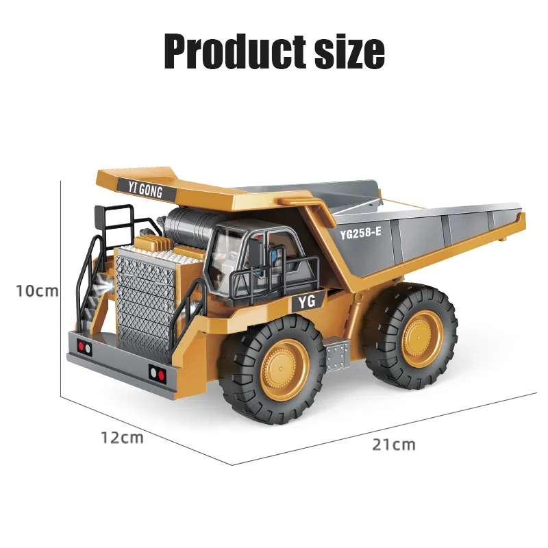 1:24 9CH RC Alloy Dump Truck Car Engineering Vehicle Forklift Heavy Excavator Remote Control Car Toys for Boys Children's Gifts 5