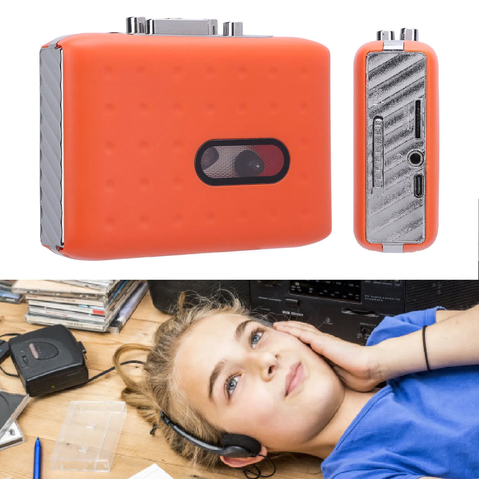 Cassette Player Cassette To Digital Converter 3.5mm Headphone Jack Fast Forward and Rewind with Built in Microphone for Walking