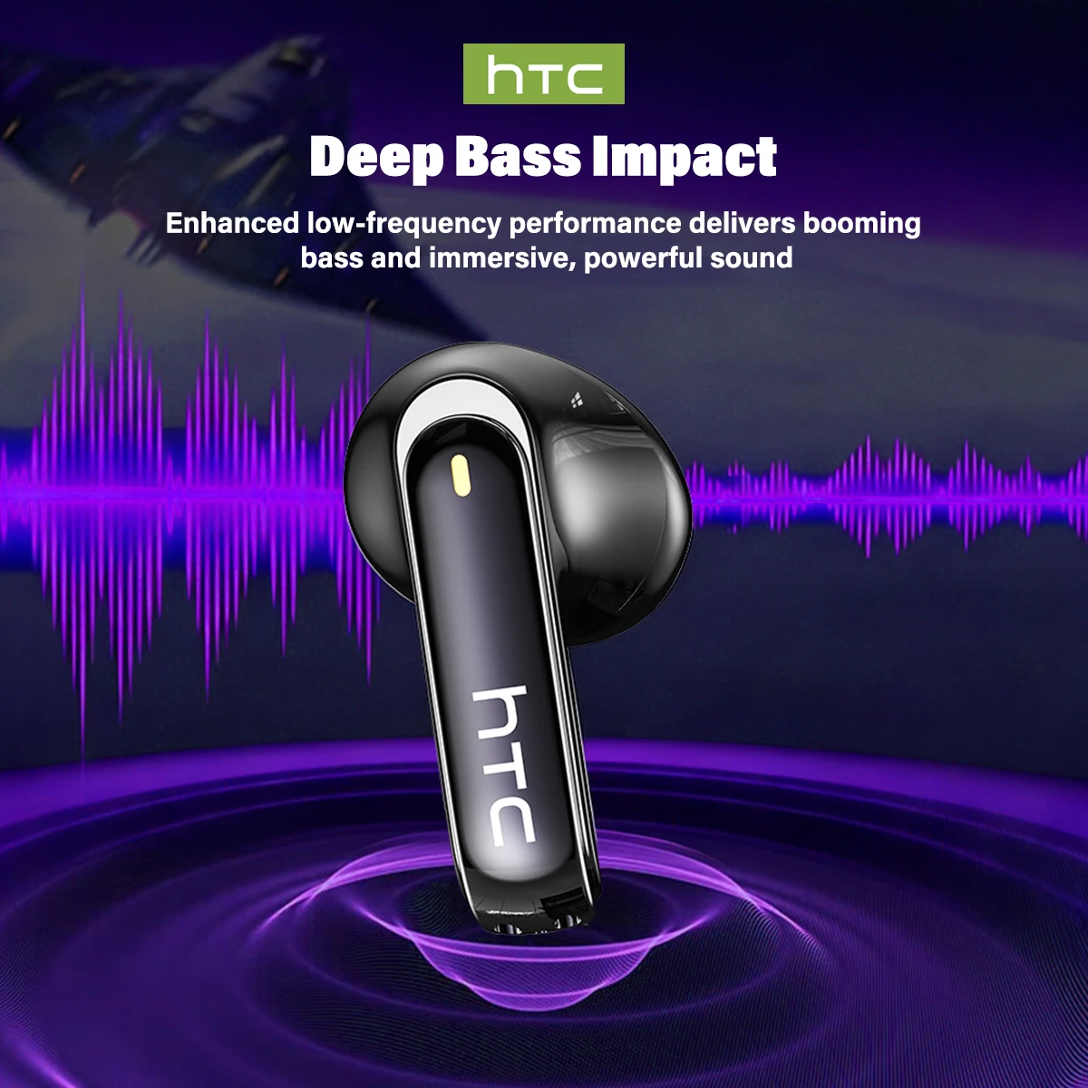 Wireless Headphones Bluetooth HTC NE70 Earphones Microphones Earbuds AI Translator 30Hours of Battery Life Full HD LCD Display 6