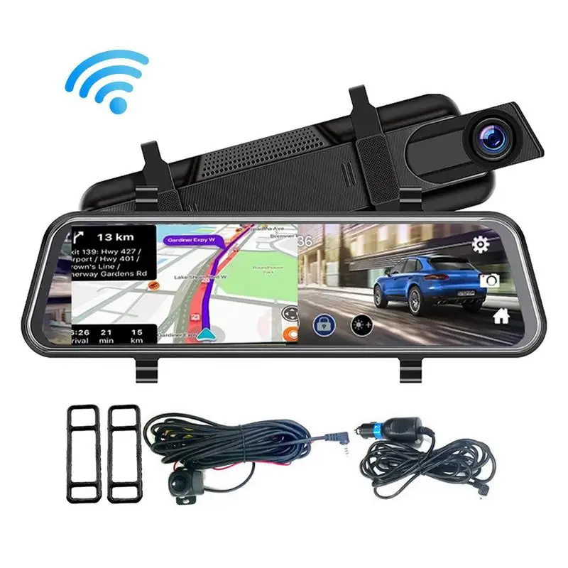 

HD 1080p 10-дюймовый широкоугольный видеорегистратор с циклической записью движения ночного видения с зеркалом заднего вида видеорегистратор с двумя объективами видеорегистратор