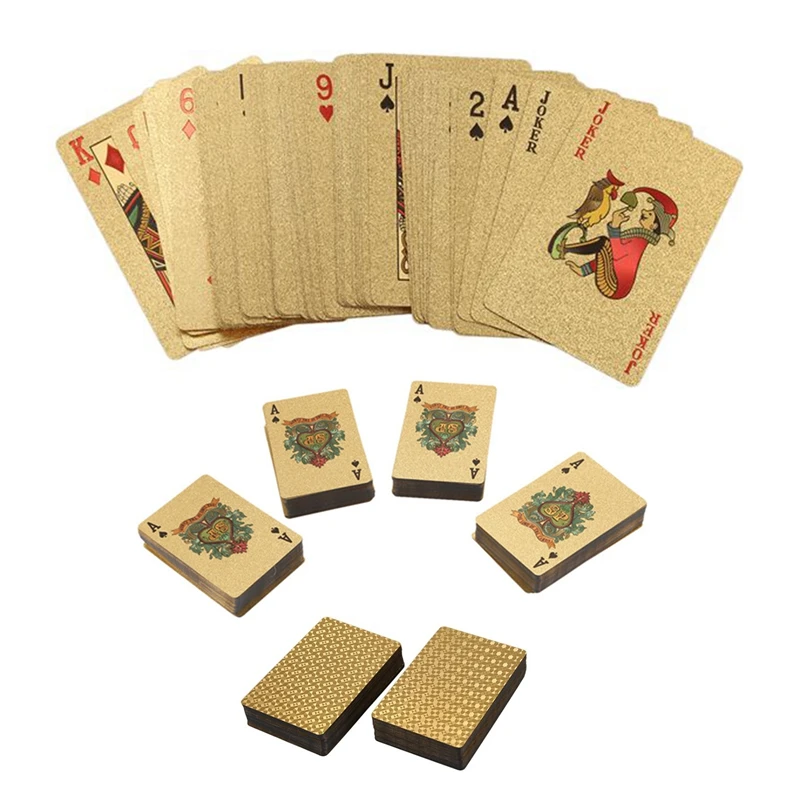 

24K Gold Playing Cards Plastic Poker Game Deck Foil Pokers Pack Magic Cards Waterproof Card