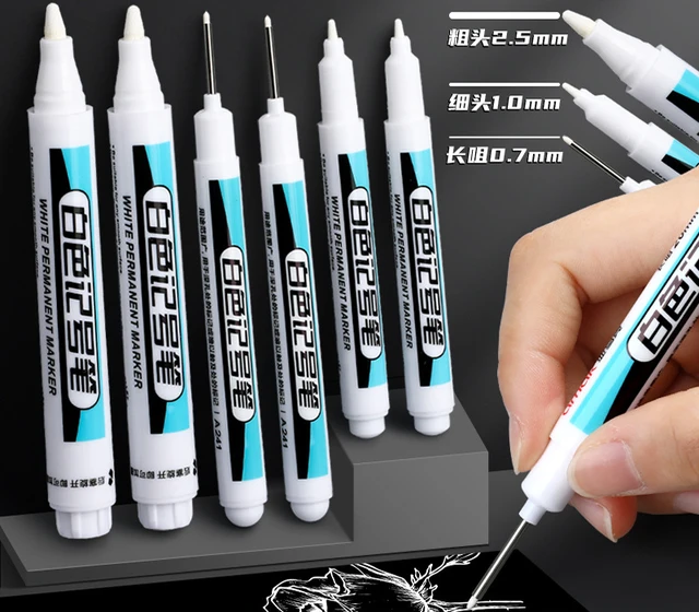 Uni Posca Blanc Marqueur Stylo, PC-1M 3M 5M Acrylique Étanche en continu  Marquage Graffiti Peinture Stylo pour Roche Bois Cuir Pierre 1Pc -  AliExpress