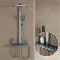 Smart Digital Display Grey Bathroom Shower Set Shower Faucet Full Set Hotel Apartment Bathtub Rainfall Shower System 1