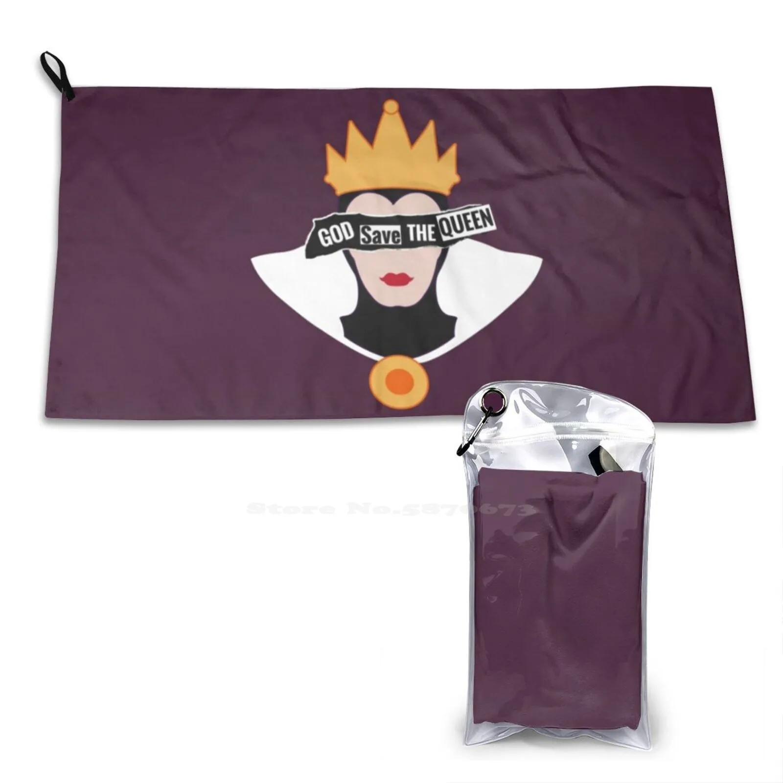 God Save The Evil Queen 3D Print Asciugamano Sport Asciugamano Morbido God Save The Queen Mash Up Snow White Evil Queen Villain Punk Movie