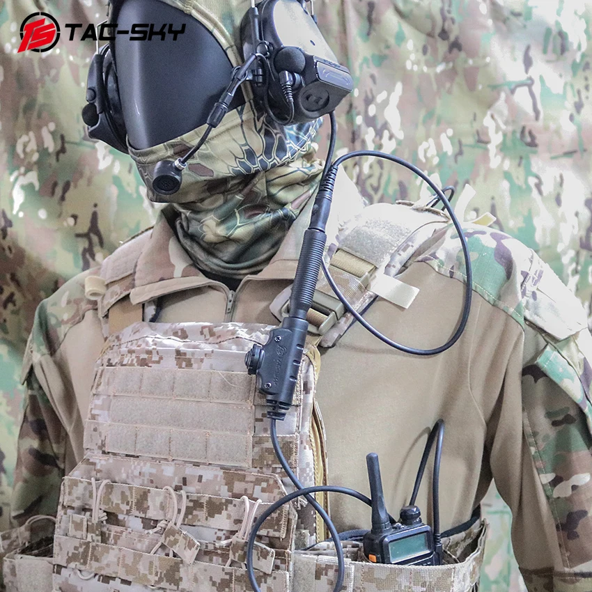 TAC-SKY U-174 NATO/군용-민간용 전술 헤드셋 PTT 어댑터, COMTAC SORDIN 군용 에어소프트 헤드폰용