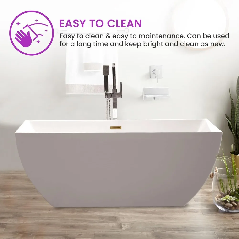 59" X 30" Acrylic Freestanding Bathtub | Home Improvement Bathtubs with Contemporary Design for Soaking and Bathing 2