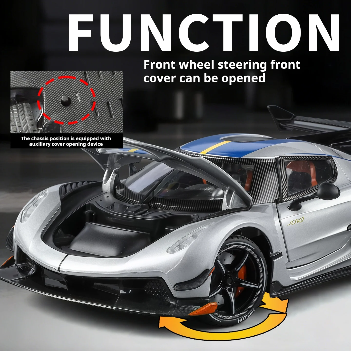 1:24 코닉세그 제스코 합금 시뮬레이션 슈퍼카 모델 고급 수집용 장식품 풀백 장난감 자동차 & 소년들을 위한 선물