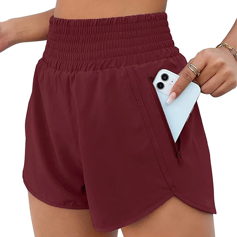 WomensRunningShortswithZipPocketsHighWaistedAthleticWorkout