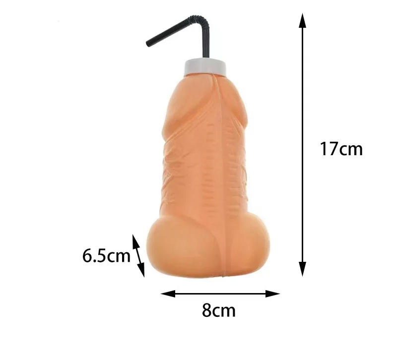 Funny Willy Pecker Water Cup Bottle w/ Straw Adult Penis Hen Party Gag Gift