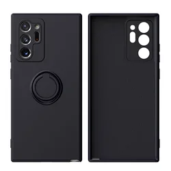 Sleek Liquid Silicone Magnetic Ring Holder Case - Vibrant Colors - galaxy S23 UItra (Black)