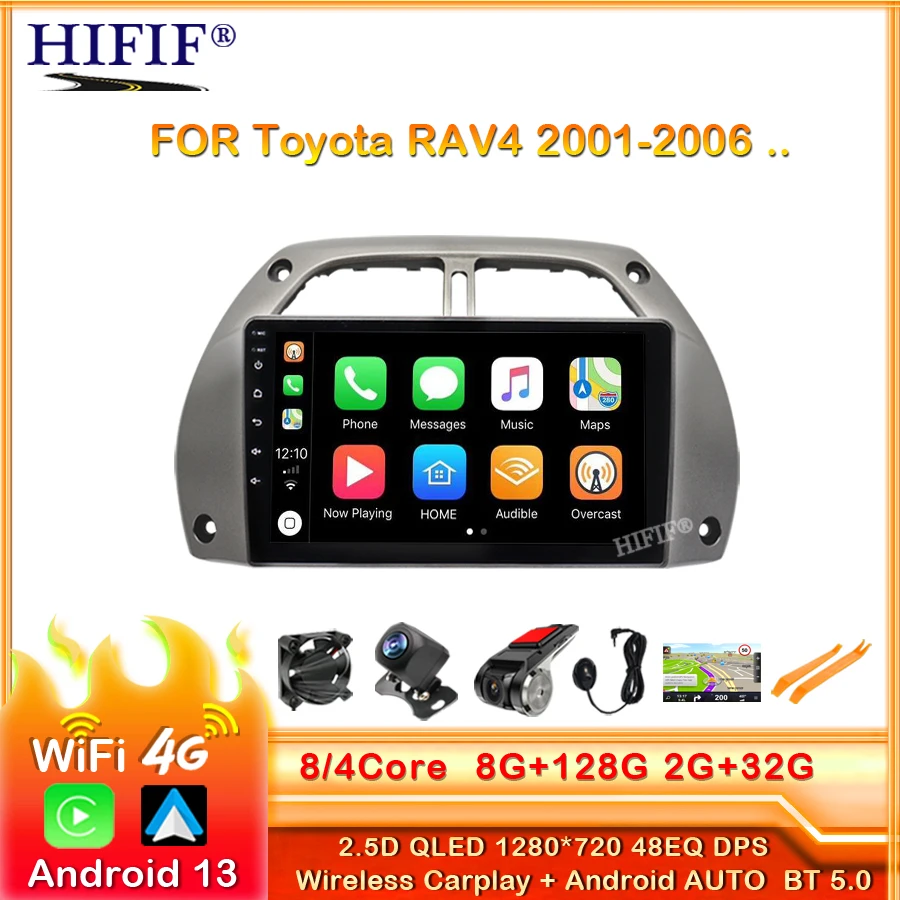 

2din android 13 для Toyota RAV4 Android 2001 2002 2003-2006 автомобильный радиоприемник, мультимедийный плеер, Wi-Fi-навигация, gps-радио, видеоплеер