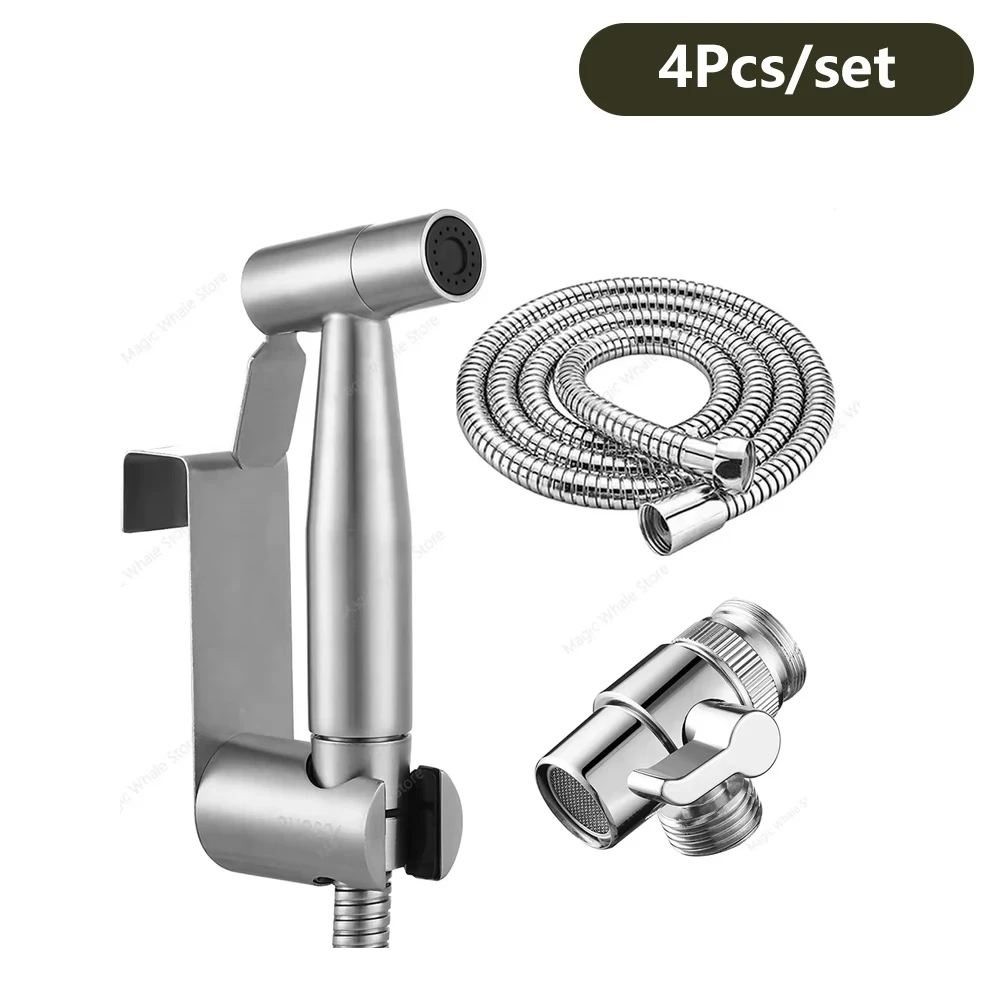 Doccetta WC Con Gancio - Kit Bidet Portatile In Acciaio Inox, Tubo 2 Metri, Nero - Foto 9