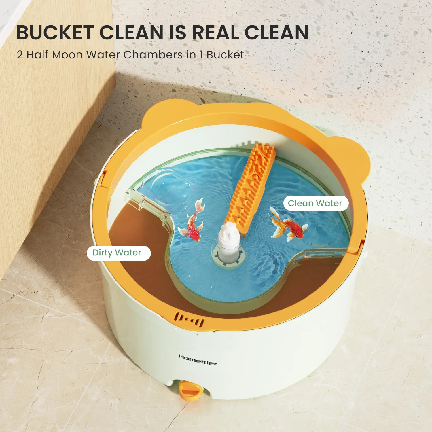Spin Mops floor Cleaning Tools Household Cleaning spin Home Floor Cleaning easy to drain Squeeze Mop Wet and Dry Mop and Bucket 2