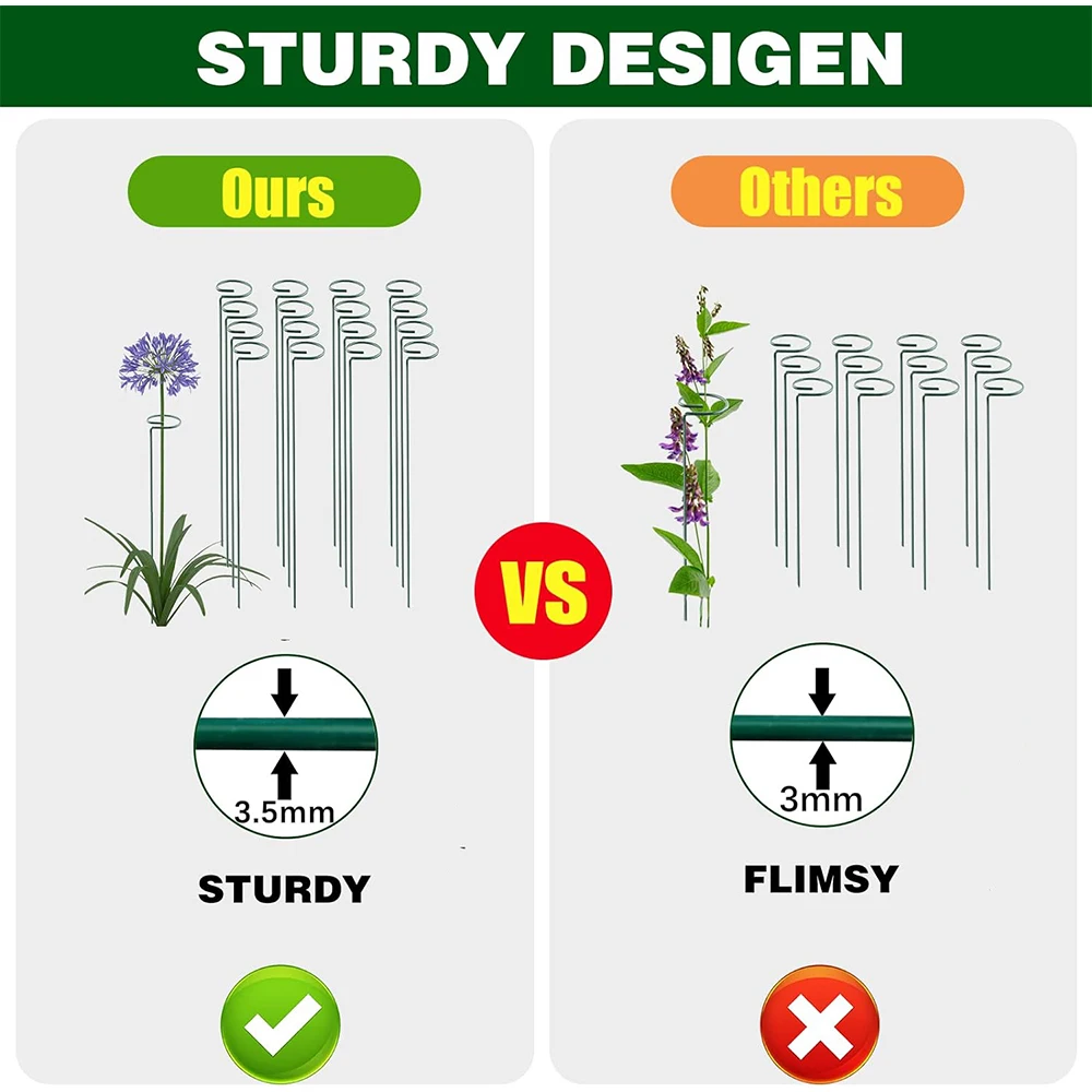 Plant Support Stakes Metal Single Stemmed Flower Support Hoops Garden Prop Amaryllis Orchid Lily Peony Tomatoes 16 Inch