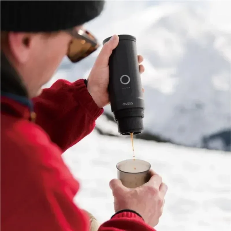 Outin Nano Portable Espresso Machine with Self-Heating, Mini Car Coffee Maker, Compatible with NS Capsule & Ground Coffee 5