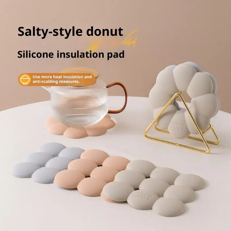 1pc Multi-purpose Pot Mat Heat Resistant Coaster Donuts Shape Silicone Coaster Set Heat Insulation Mat For Dining Table For Hot