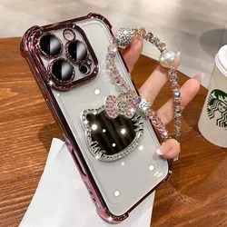 Kitty Mirror Electroplate Shockproof Phone Case with Bracelet for Nova 12 (With Bracelet)