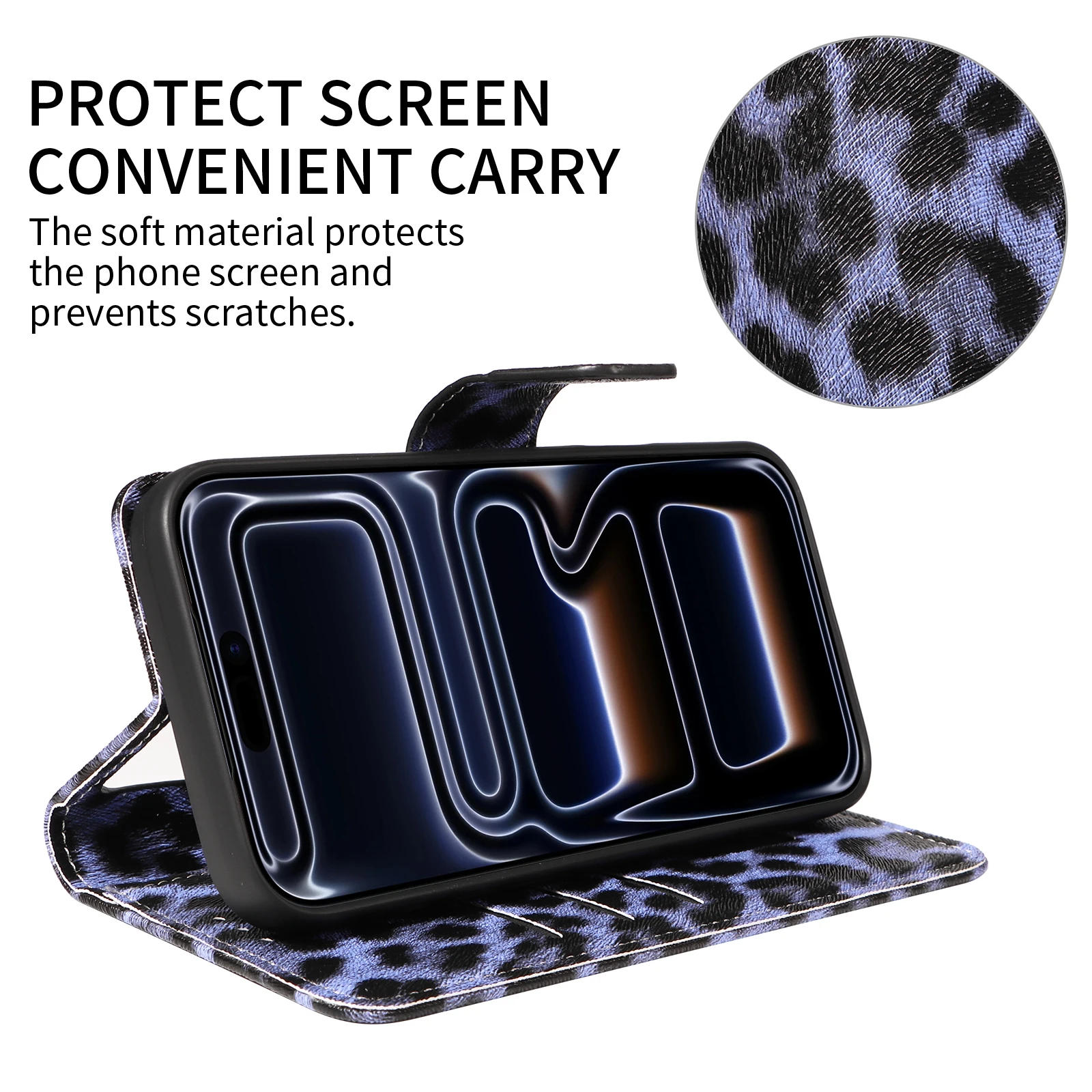 Leopard Print Magnetic Stand PU Leather Phone Case - Anti-Drop Protection Cover