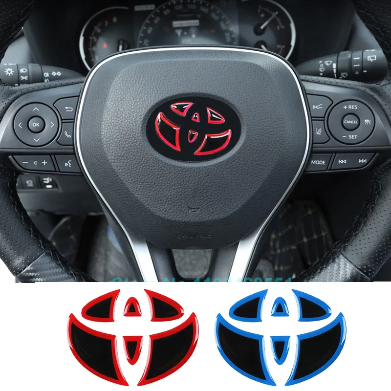 

Car Steering Wheel Front Emblem Badge Logo Sticker For TOYOTA RAV4 CHR Corolla 2023 2022 2021 2020 2019 Decal Sticker