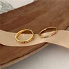 2 pièces/ensemble en acier inoxydable couleur arc-en-ciel cubique Zircon pierre bagues pour femmes INS couleur or étanche étoiles anneau bijoux