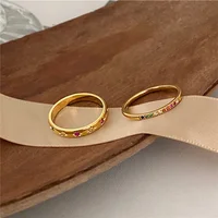 2PCS/Set Stainless Steel Rainbow Color Cubic Zircon Stone Finger Rings for Women INS Gold Color Waterproof Stars Ring Jewelry - Image 5