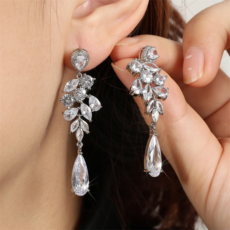 ZAKOL AAA Teardrop Cubic Zirconia Dangle Earrings Luxury