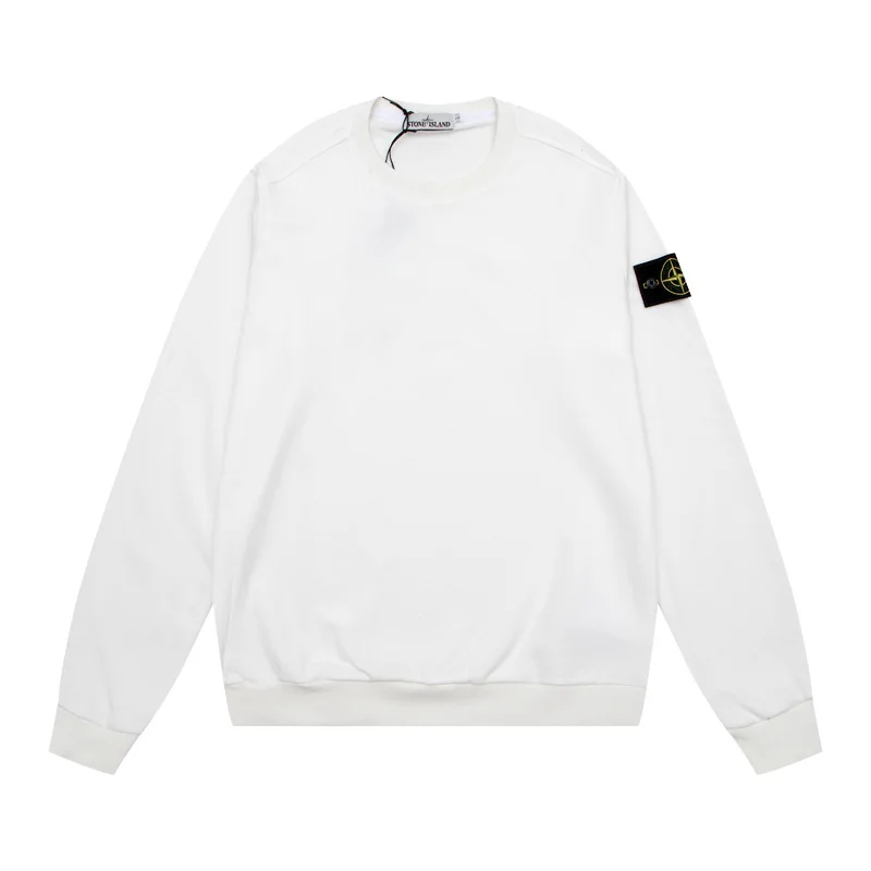 

STONE 20SS Stone Compass Badge Basic Style Pullover with Velvet Men's and Women's Round Neck Sweater Island