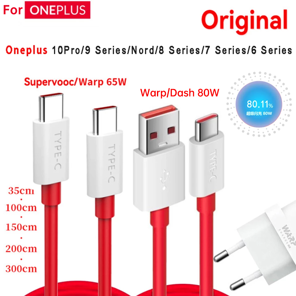Original Oneplus Cable Warp Supervooc Usb Type C 100w 80w 65w Fast Charge Cord One Plus 11 10 Pro 9 8t Nord 3 lite 2t CE 2 pad