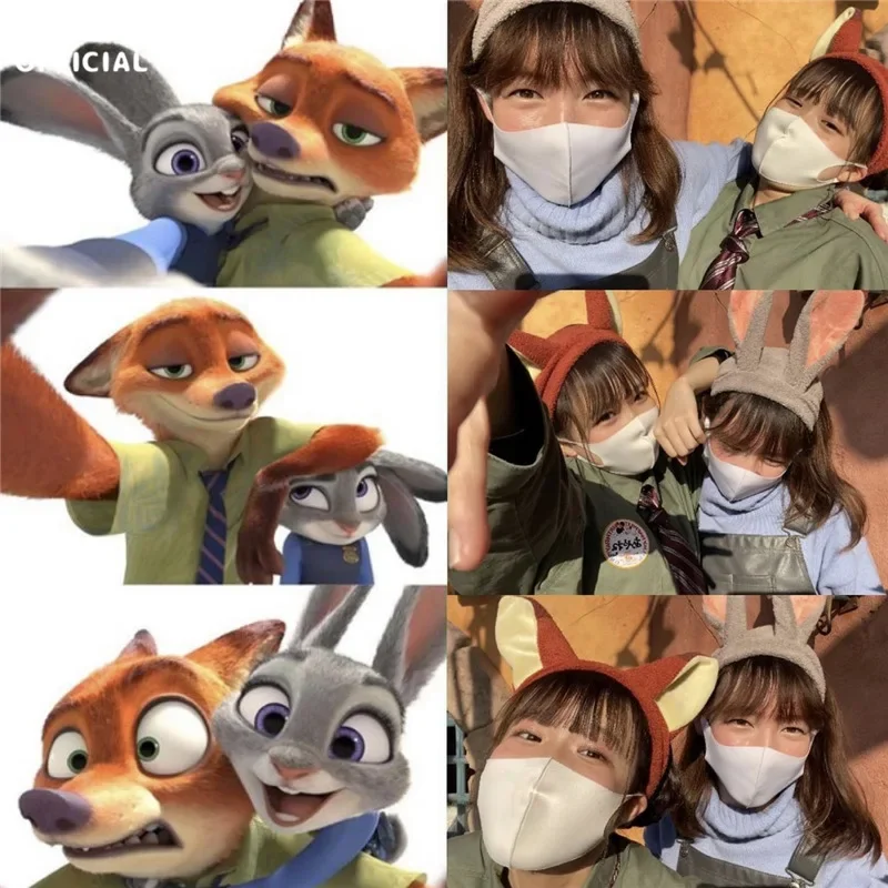 Disney Zootopia Judy Nick Wash Face Hair Holder Hairbands Soft Animal Ears Headband Women Girls Turban Fashion Hair Accessories animal ears headband