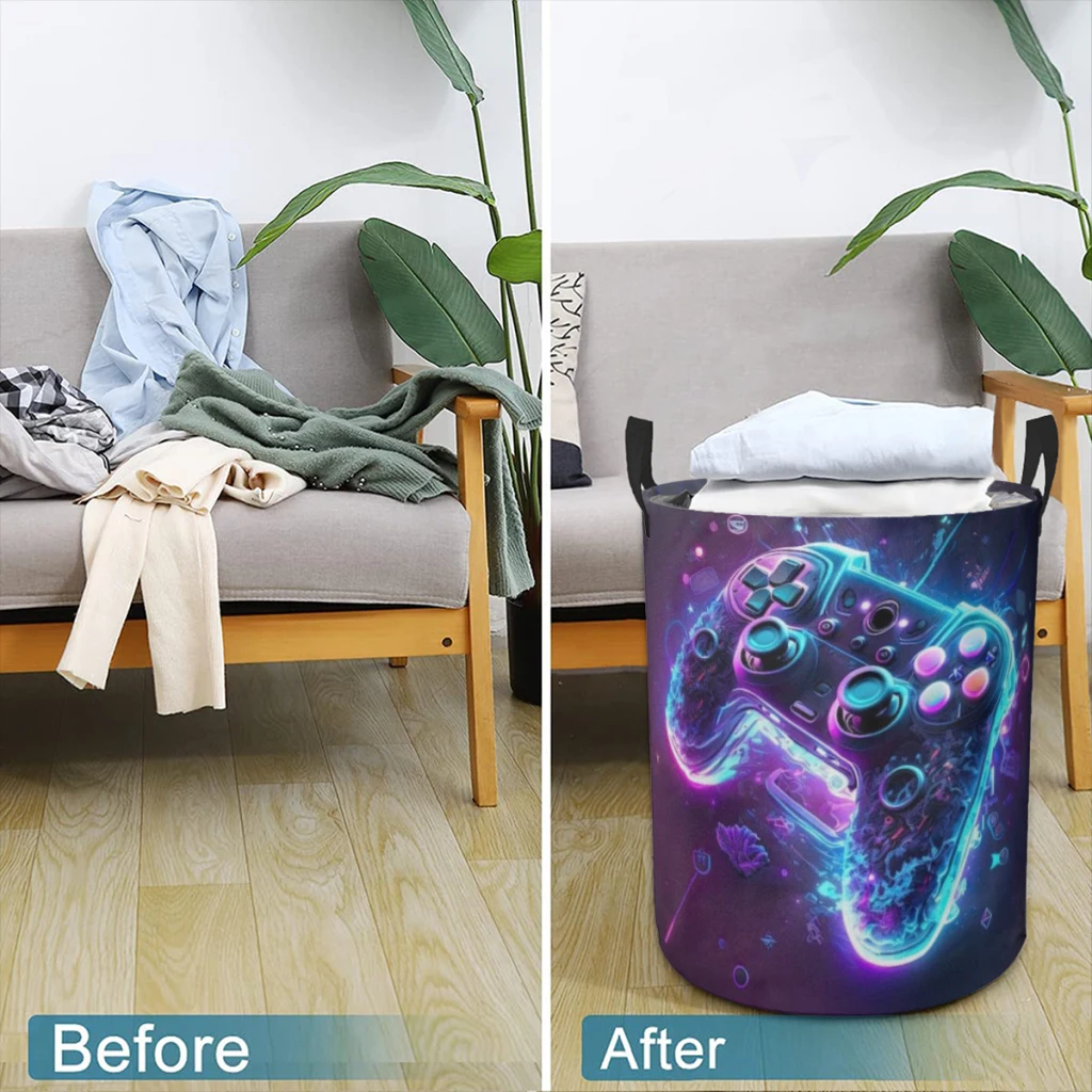 Dirty Laundry Basket Clothes Organizer Foldable Storage Bucket Bathroom Waterproof Clothing Storage Basket Game Controller