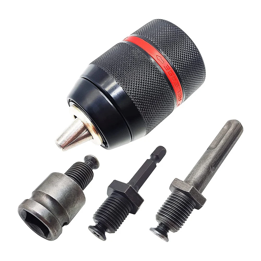 

1.5-13Mm Keyless Drill Chuck 1/2Inch-20UNF with SDS-Plus 1/4Inch Hex 1/2Inch Socket Square Wrench Adapter
