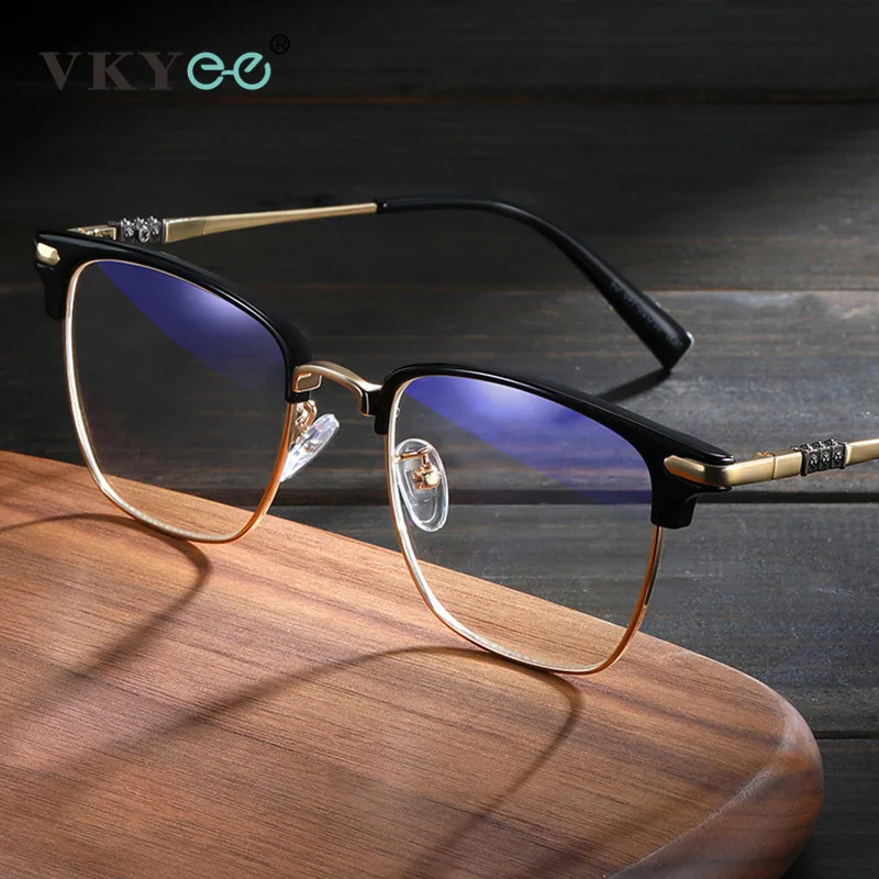 VICKY Classic Men's Square Frames Personalized Business Blue Light Blocking Can Be Customized Reading Glasses Myopic K002