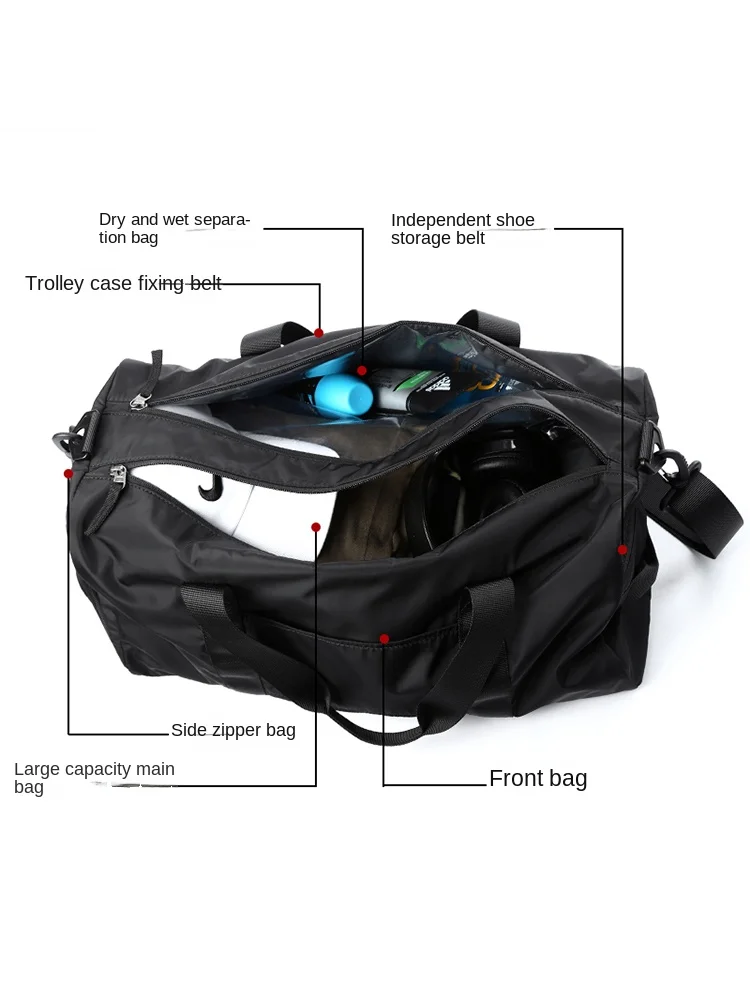 Portable Fitness Bag Men's Dry Wet Separation Training Bag Trendy Girls Leisure Travel Bag Business Trip Large-Capacity Luggage