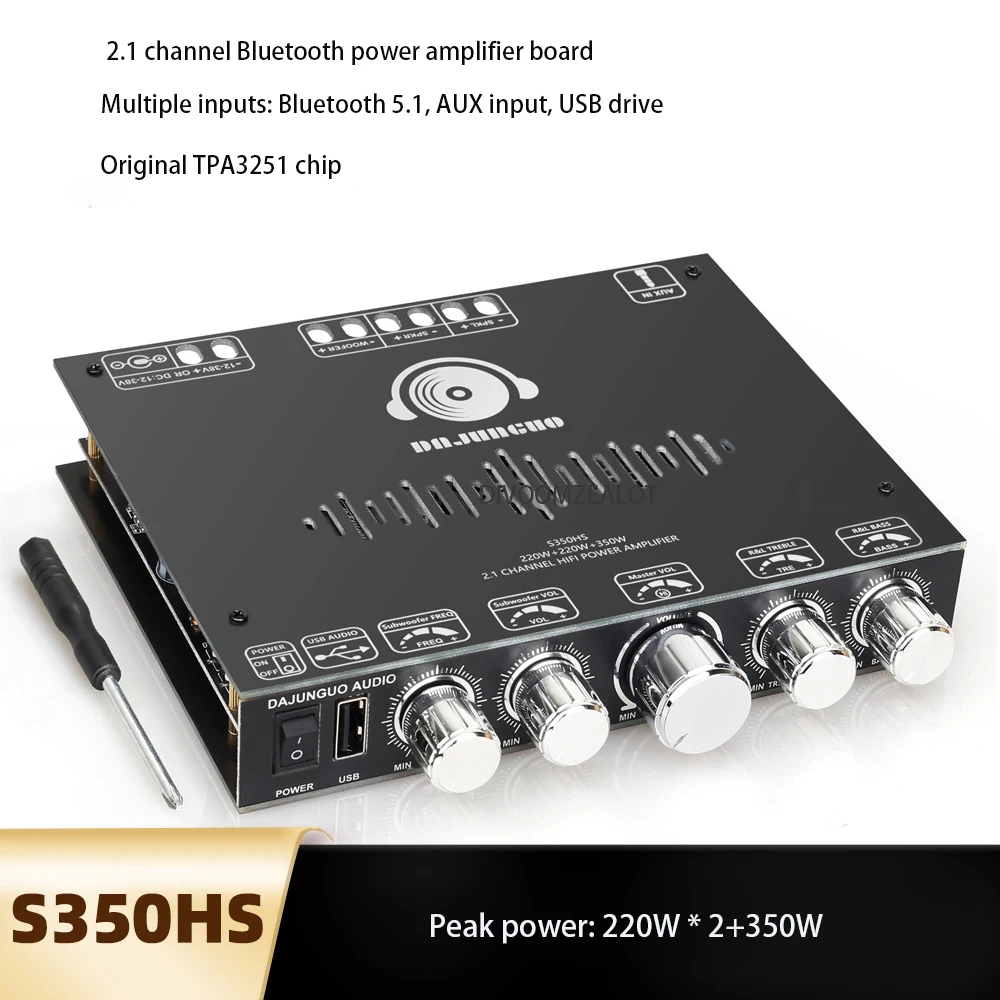 

RNABAU S350H 2.1 Channel Bluetooth Amplifier Board TPA3251 Subwoofer 220W * 2+350W Desktop Amplifier