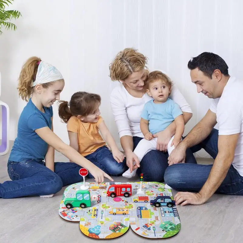 

Веселый Детский пазл для города и дороги, обучающая головоломка для строительства дорог, деревянная обучающая головоломка для дошкольников