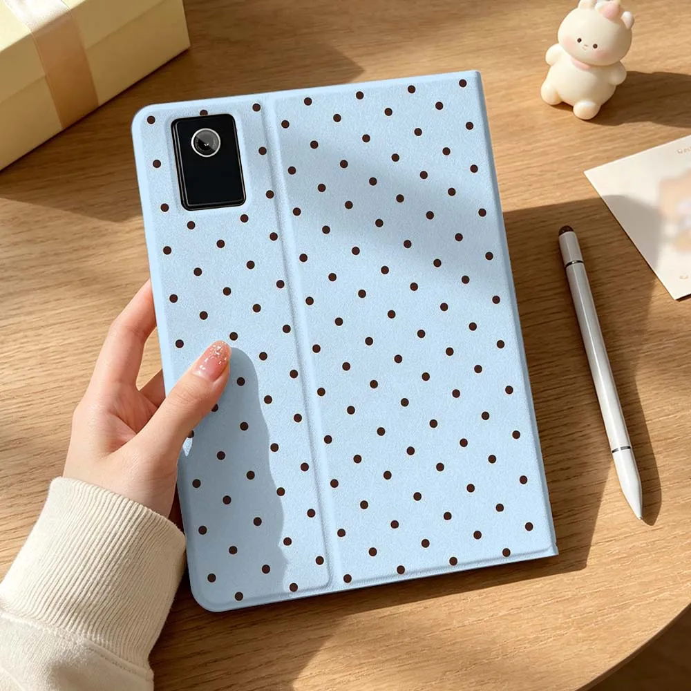 Pink White Polka Dot Tablet Case with Pen Tray