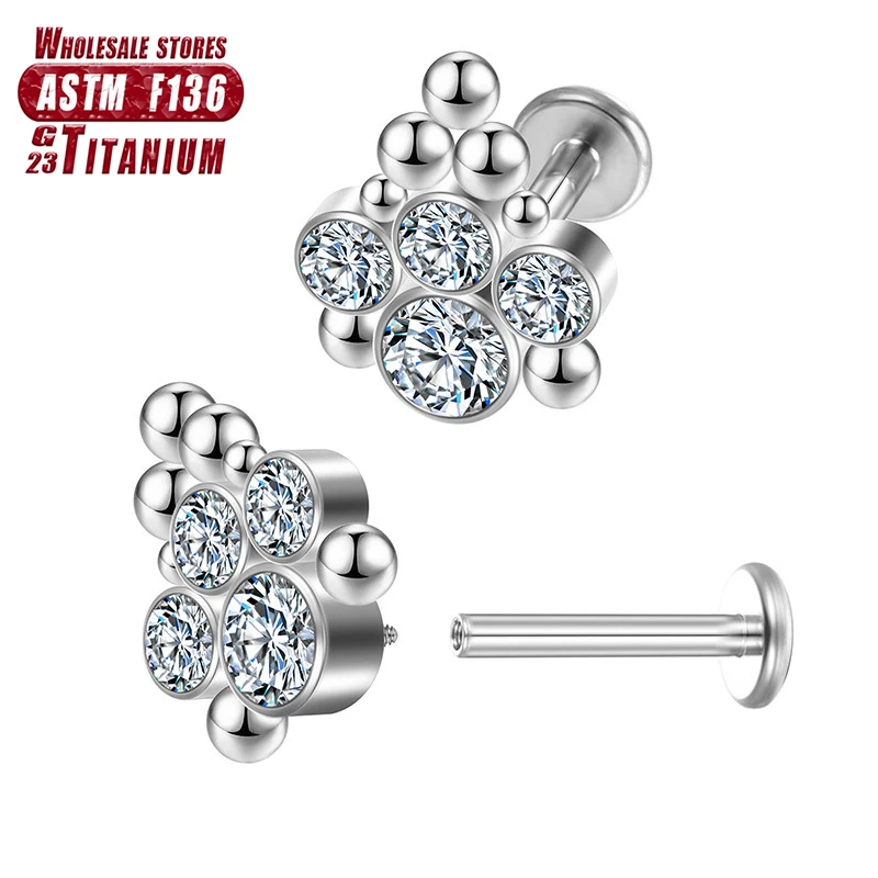 

F136 титановые серьги для пирсинга губ, раковины, серьги, Козелка, цирконий, перегородка, лоб, кликер, откидная секция, 16 г, кольцо, женские серьги