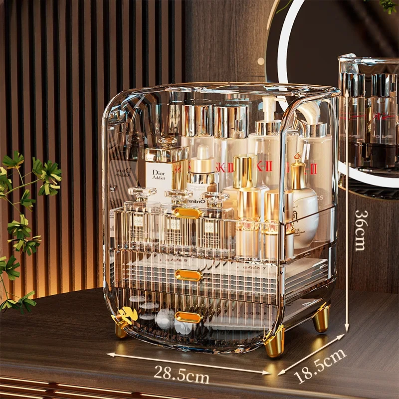 Cosmetic Storage Box, Seamless Dust-Proof Organizer, Transparent Storage Case, Large Capacity Box for Makeup 5