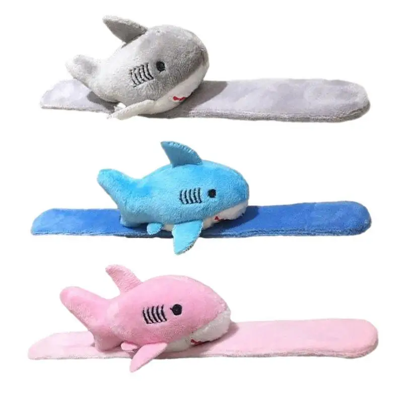 Shark Slap Bracelet Plush Cute Plush Shark Wristband Stuffed Plush Slap Bands Shark Interactive Toy Figures For Kid  Gift